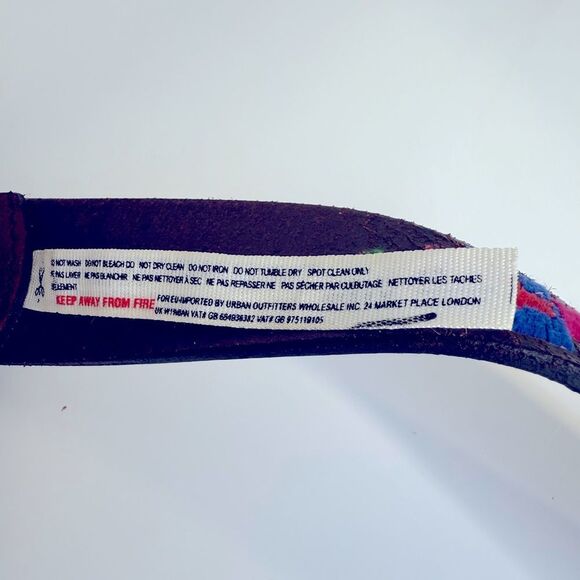 Free People High Summer Brown Leather Belt Multicolor Embroidered Bohemian Sz 32 - Picture 7 of 11